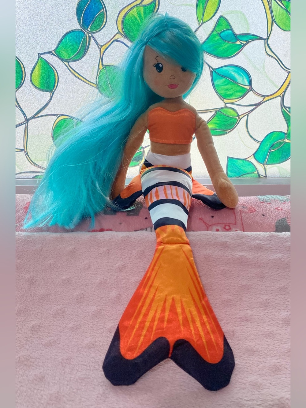 The Petting Zoo Plush Clownfish Mermaid Doll- Hard to Find!